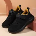 Ademende zwarte mesh sneakers voor meisjes met gele voering, lichte kinderschoenen sport - Zwart & Goud