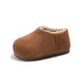 Klassische braune Kinder-Winterschuhe mit weichem Kunstfellfutter für Jungen und Mädchen - Größe 23 (Innen 14,5cm) / Camel