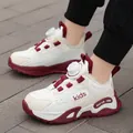 Premium kids warm winter sneakers with leather surface and rotating buckle system - 28 / Fleece Lined Style (JJL0079) / Wine Red (Fleece Lined)