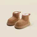 Cozy warm brown children's snow boots with thick plush lining and trendy chunky design - Size 26 / Inner 16.2cm / Khaki