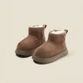 Cozy brown children's snow boots with soft plush lining and cute round toe design for winter - Size 26 / Inner 16.2cm / Green