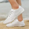 Professional quick-dry white aqua shoes for beach surfing and water sports with non-slip sole - White