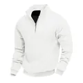 Dettaglio della felpa polo bianca da uomo in jacquard pesante con cerniera lampo. - Taglia S / Top / Bianco
