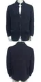 Detailed view of front and back for men's navy waffle knit cardigan with stand collar. - S / Tops / Navy Blue