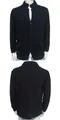 Detailed front and back views of a black waffle knit stand collar cardigan for men - S / Tops / Black