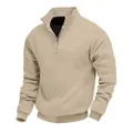 Dettaglio della felpa jacquard pesante da uomo con motivo geometrico in rilievo - Taglia S / Top / Kaki