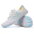 Lichtgewicht wit en turquoise vijfvingerige blote voeten waterschoenen voor hiken en surfen - 38 / Maanwit