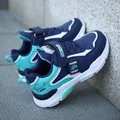 Durable blue and turquoise boy's sports shoes for 4-15 years, athletic running shoes - Size 28 (Inner Length 18.0cm) / Dark Blue Green