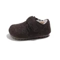 Warme und gemütliche Plüschschuhe für Kinder mit braunem Fleecefutter und Klettverschluss - Größe 21 Innenlänge 14.5cm / Kaffeebraun