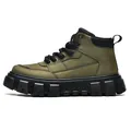 Eleganti stivali Martin alti verde oliva con una spessa suola platform nera robusta - 38 / Verde militare
