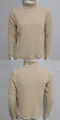 Comprehensive front and back view of men's beige slim fit ribbed knit turtleneck. - M / Tops / Beige