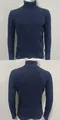 Vues détaillées avant et arrière d'un pull à col roulé bleu marine pour hommes - Bleu foncé