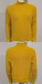 Vues détaillées avant et arrière d'un pull à col roulé jaune pour homme en maille côtelée - Jaune