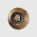 High-quality brown marbled resin button with antique brass-style metallic center detail - 40L (25.0mm) / Coffee Floral