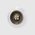 Vintage white resin button with antique gold decorative metal center for high-end garments - 25L (16.0mm) / White Floral
