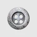 Bouton de chemise rond haut de gamme en nacre avec motif labyrinthe gravé et 4 trous - 18L=11.5MM / Noir