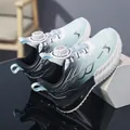 Atmungsaktive Kinder-Sneaker mit blauem Farbverlauf und praktischem Drehverschluss - Schwarz Mond Leder (810)