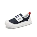 Breathable navy blue children's sneakers with white velcro strap and soft comfortable sole. - 19 / Blue