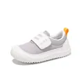 Comfortable grey and white breathable toddler walking shoes with velcro and orange tab - 19 / Gray
