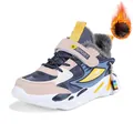 Scarpe sportive invernali calde foderate in pile per ragazzi con un design leggero e durevole - Blu scuro