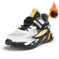 Boys winter fleece sneakers in black and yellow with thick warm lining for cold days - Black Yellow