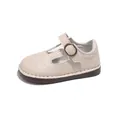 Cute cartoon girls leather Mary Jane shoes with soft sole and Velcro strap for toddlers - 21 / Beige