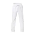 Front view of men's white loose-fit joggers with elastic drawstring waist for sports - S / Bottoms / White