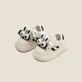 Scarpe da camminata per neonati bianco avorio con graziose orecchie da coniglio e strisce. - Bianco Crema/Nero