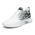 White and black men's breathable running shoes with 6cm height increase and STAR 1987 logo - 37 / Black and White