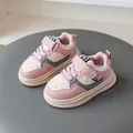 Stylish pink children's thick-sole sports sneakers with a chic diamond-quilted design - Size 22 (Inner Length 13.5cm) / Pink (A12)
