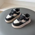 Stylish kids' thick-sole sneakers in black and beige with a diamond quilted design - Size 22 (Inner Length 13.5cm) / A12 Style / Black