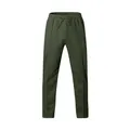Close-up detail view of olive green oversized men's joggers with drawstring waist - S / Bottoms / Army Green