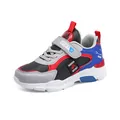 Hochwertige, atmungsaktive Mesh-Sportschuhe für Jungen in Rot, Blau und Grau. - Schwarz Rot (Lederoberfläche)