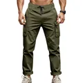 Men's military green tactical cargo pants featuring elastic drawstring waist and pockets. - S / Bottoms / Army Green