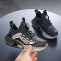 Chaussures de sport noires pour garçons avec motif flamme et boucle rotative - 29 / Surface en Cuir Noir Blanc