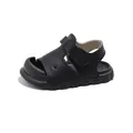 Black toddler sandals with soft sole and closed-toe design for boys and girls - 21 / Black