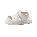 Beige toddler sandals featuring soft anti-slip soles and breathable semi-closed toe design - 21 / White