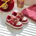 Festive red toddler winter sneakers with warm fleece lining and gold lucky charm detail. - Size 24 (Inner Length 15.5cm) / Red