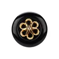 Elegant black and gold decorative button with textured floral metal center for sewing. - 11.5mm / Black+Gold