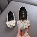 Mädchen goldene Prinzessinnenschuhe mit Perlen, Pailletten und glitzerndem Schmetterling - 21 / Gold