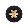 Eleganter schwarzer Nylon-Knopf mit strukturierter goldener Blume für hochwertige Kleidung - 13,0 mm / Schwarz+Gold