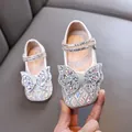 Zapatos de princesa blancos para niñas con lazo de diamantes de imitación brillantes - 21 / Blanco Roto