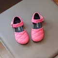 Elegant pink quilted girl's sandals featuring a princess style and silver buckle closure - Size 22 (Internal 14.0cm) / Rose Red