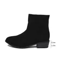 Klassische schwarze Wildleder-Stiefeletten für Damen mit 3,5 cm Blockabsatz - Schwarz