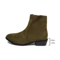 Olivgrüne Wildleder-Stiefeletten mit bequemem Blockabsatz und seitlichem Reißverschluss - Grün