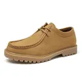 Zapatos Derby clásicos retro de gamuza marrón para hombre con suela gruesa de goma dentada. - 40 / Amarillo Tierra
