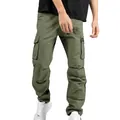 Macro view of olive green cargo pants featuring multi-pocket design and cuffed hems - S / Bottom (SSK-1) / Army Green