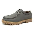 Zapatos Wallabee clásicos de cuero gris para hombre con suela de goma duradera - 40 / Gris oscuro