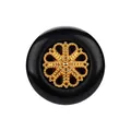 Hochwertiger schwarzer Nylonknopf mit goldener Blumenverzierung für elegante Kleidung - 11.5mm / Schwarz+Gold