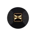 Elegant high-end black nylon button with a textured golden center decorative motif - 28L (18.0mm) / Black